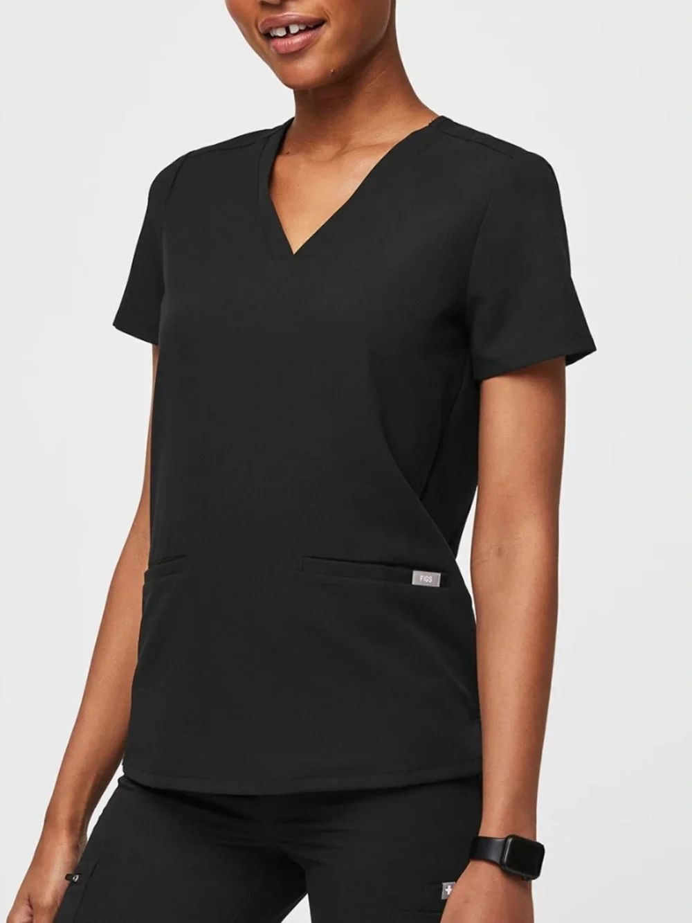 FIGS Casma Scrub Top Black Size XS